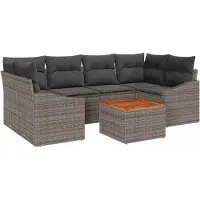 Syfax Ensemble de canapé de jardin avec stockage 7 pcs Gris polyrotin