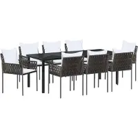 Syfax Ensemble de salle à manger pour jardin 9 pcs Marron et Noir