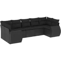 Sonstiges Salon de jardin 7 pcs avec coussins noir résine tressée