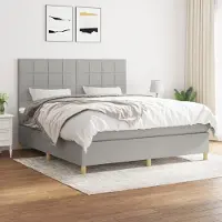 Prolenta Maison Exclusive - Sommier à lattes de lit avec matelas Gris clair 160x200cm Tissu