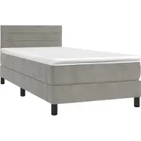 Syfax Sommier à lattes de lit et matelas Gris clair 90x200 cm Velours