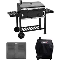TAINO HERO XXL Kit barbecue au charbon de bois Housse de protection Plaque de cuisson Fumoir Chariot BBQ