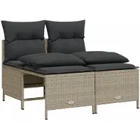Syfax Salon de jardin 4 pcs avec coussins gris clair résine tressée