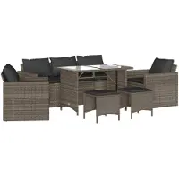 vidaXL Ensemble de salon de jardin 6 pièces avec coussins Gris Poly rotin