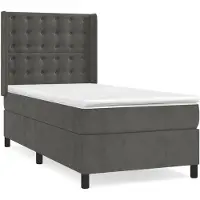 Syfax Sommier à lattes de lit et matelas Gris foncé 90x200 cm Velours