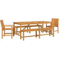 Syfax Ensemble de salle à manger pour jardin 5 pc Marron
