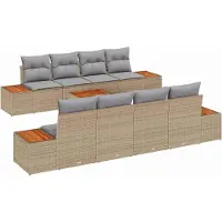 Syfax Ensemble de canapé de jardin 9 pcs Beige Poly rotin