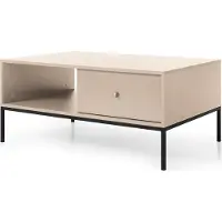 Selsey Table de salon Monne - Table basse rectangulaire avec tiroir, Beige 68x104 cm
