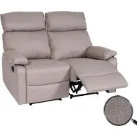 Mendler Fauteuil cinéma 2 places HWC-L93, Fauteuil relax Téléviseur Canapé, accoudoir fonction couchage Nosagfederung tissu/textile gris-brun