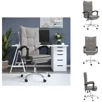 vidaXL Chaise de bureau avec fonction chaise longue Taupe Tissu - Chaises de bureau