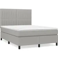 vidaXL Lit boxspring avec matelas gris clair 140x200 cm Tissu