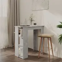 Prolenta Maison Exclusive - Table de bar avec étagère Gris béton 102x50x103,5 cm Matériau dérivé du bois