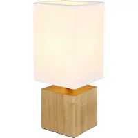 Globo Lampe de table élégante Valentino Bois avec capot blanc