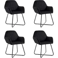 Syfax Chaises à manger lot de 4 Noir Velours