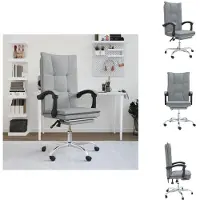 vidaXL Chaise de bureau avec fonction chaise longue Gris clair Tissu - Chaises de bureau