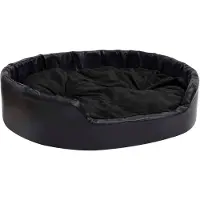 Syfax Lit pour chiens Noir 99x89x21 cm Peluche et similicuir