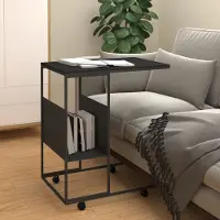 Prolenta Maison Exclusive - Table d'appoint à roulettes Noir 55x36x63,5 cm Matériau dérivé du bois