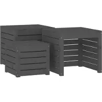 vidaXL Ensemble de 3 boîtes de jardin Gris Pin massif