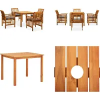 vidaXL Ensemble de jardin 5 pièces avec coussins Acacia massif - Ensemble de jardin - Ensemble de jardin - Garniture de jardin