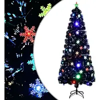 Syfax Sapin de Noël et flocons de neige LED Noir 240 cm Fibre optique