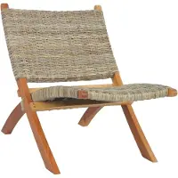 The Living Store Chaise relax rotin Kubu naturel et acajou massif