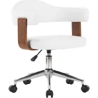 Syfax Chaise pivotante de bureau Blanc Bois courbé et similicuir