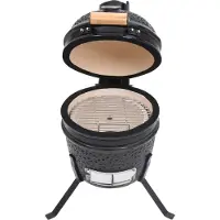 vidaXL Gril Kamado 2 en 1 Fumoir céramique 56 cm noir