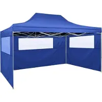 Syfax Tente de réception pliable avec 3 parois 3x4 m Acier Bleu