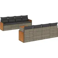 vidaXL Ensemble de salon de jardin 9 pièces avec coussins Gris Poly rotin