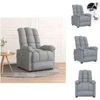 vidaXL Fauteuil de massage électrique Gris clair Tissu - Fauteuil de massage