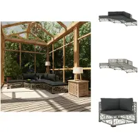 vidaXL Ensemble de salon de jardin 6 pièces avec coussins Poly Rotin Gris - Ensemble de meubles de jardin