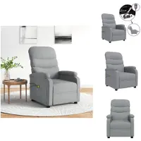 vidaXL Fauteuil de massage électrique Gris clair Tissu - Fauteuil de massage