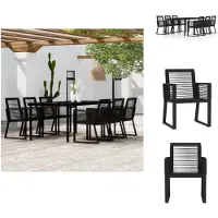 vidaXL Ensemble de jardin 7 pièces noir - Ensemble de meubles de jardin