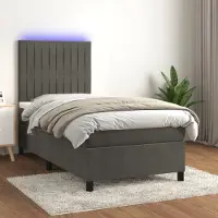 Prolenta Maison Exclusive - Sommier à lattes de lit matelas LED Gris foncé 90x190cm Velours