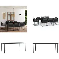 vidaXL 9 pcs. Salon de jardin noir - Salon de jardin - Ensemble de jardin - Salon d'extérieur - Ensemble de terrasse