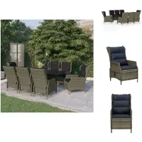 vidaXL Ensemble de jardin 9 pièces brun - Ensemble de meubles de jardin