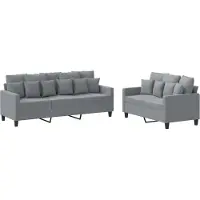 Syfax Ensemble de canapés 2 pcs avec coussins Gris clair Tissu