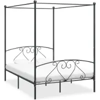 Prolenta Maison Exclusive - Cadre de lit à baldaquin sans matelas gris métal 160x200 cm