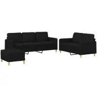 Syfax Ensemble de canapés 3 pcs avec coussins Noir Tissu