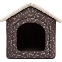 HOBBYDOG Coussin pour chien Niche pour chien Lit pour animal Lit pour chat - Standard - 38 x 38 x 32 cm [Taille : R1] - Marron avec os