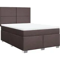 vidaXL Lit boxspring avec matelas Marron foncé 140x200 cm Tissu