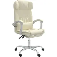 vidaXL Chaise de bureau avec fonction massage Crème similicuir