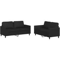 Syfax Ensemble de canapés 2 pcs avec coussins Noir Similicuir
