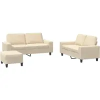 vidaXL Ensemble de canapés 3 pièces tissu crème