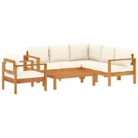 vidaXL Ensemble de 5 canapés de jardin avec coussins en bois massif d'acacia