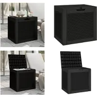 vidaXL Coffre de jardin Noir 55,5x43x53 cm Polypropylène - Coffre de jardin - Coffres de jardin - Boîte de rangement