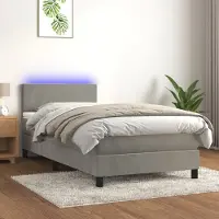 Prolenta Maison Exclusive - Sommier à lattes de lit avec matelas et LED Gris clair 80x200cm
