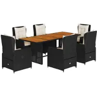 vidaXL Ensemble de jardin 7 pièces avec coussins Noir Poly Rattan