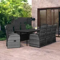 Prolenta Maison Exclusive - Ensemble de salle à manger d'extérieur 9 pièces avec coussins, gris