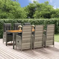 Prolenta Maison Exclusive - Ensemble de salle à manger de jardin 7 pièces avec coussins gris en polyrotin
